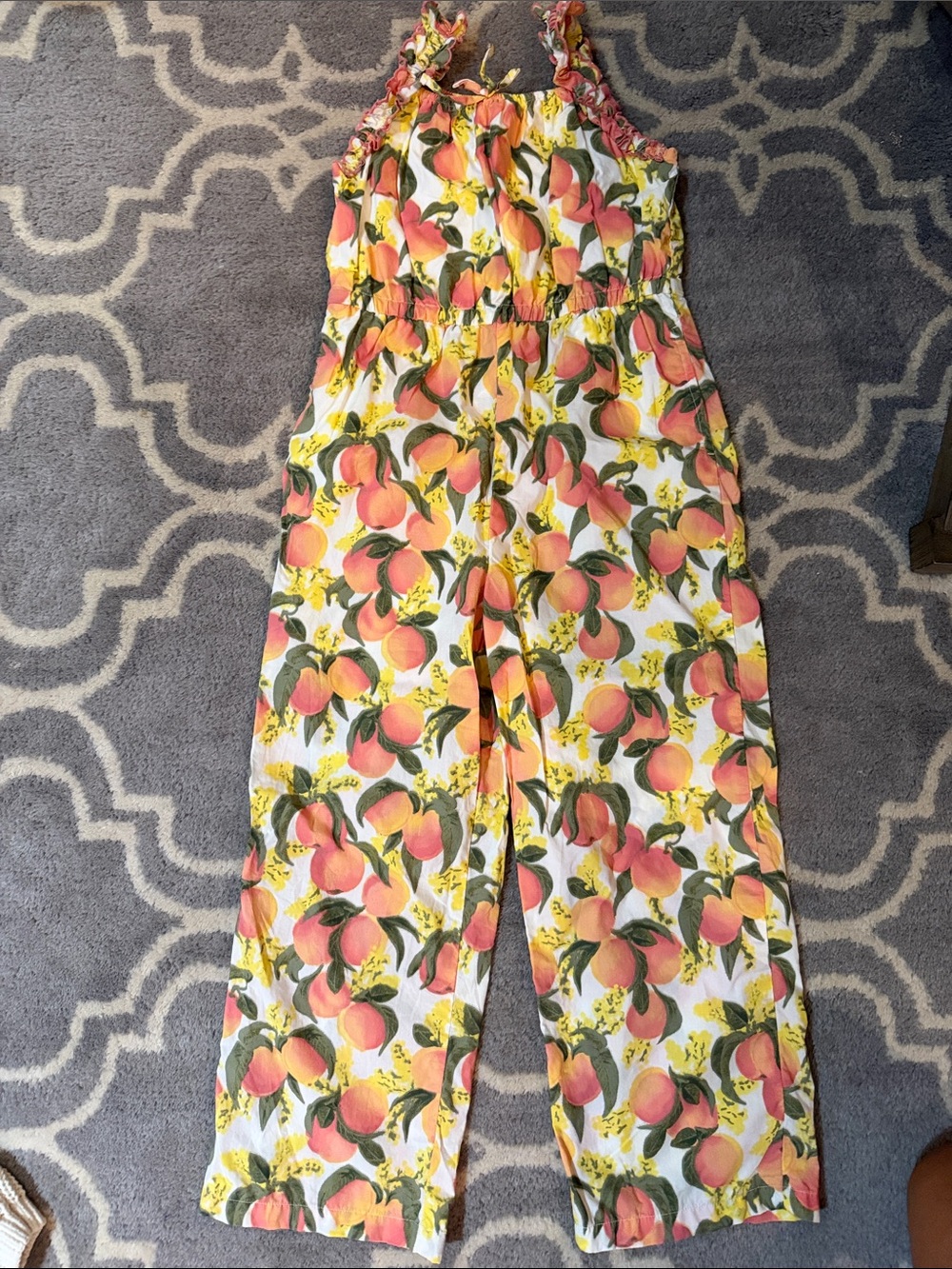 kids CREWCUTS White Peach Print Halter Jumpsuit